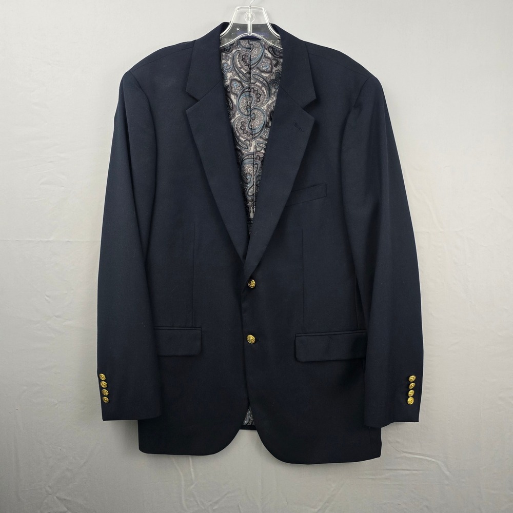 Alan Flusser Single Breast 2 Button Double‎ Vented Navy Men Blazer 40R